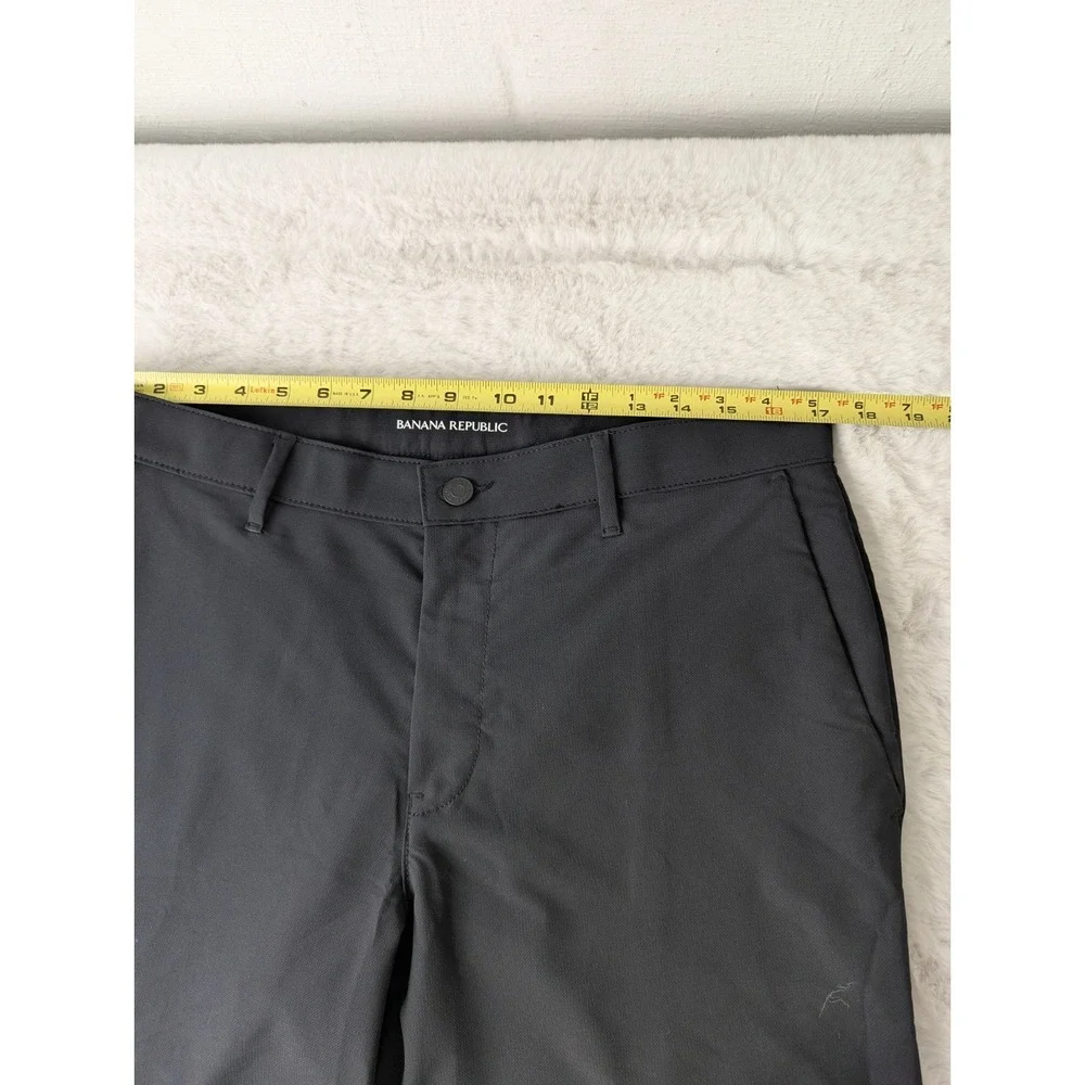 Banana Republic Men's Flat Front Slim Fit Pants Tech Zip Pockets - Black - 34x30